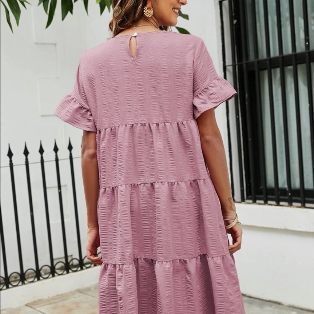 Pink dress tier flowy plus size 1X (formerly listed as 2X) - Picture 2 of 3
